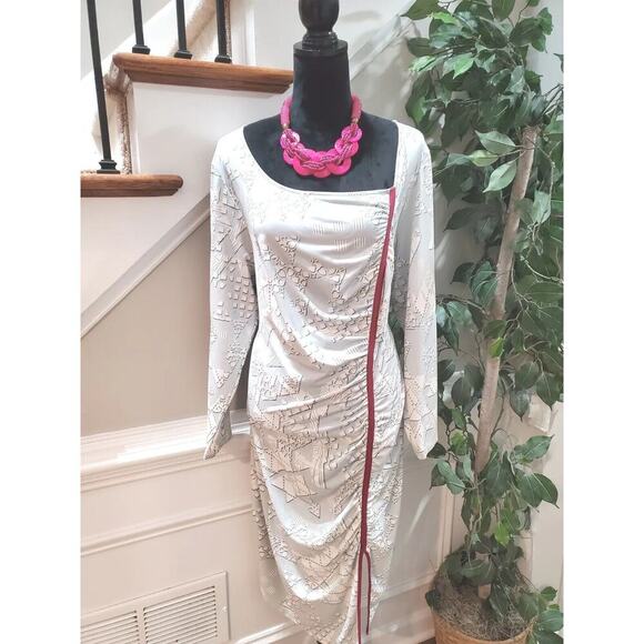 Jete. Women's Gray Polyester Round Neck Long Sleeve Knee Length Dress Size 1X - Picture 11 of 11